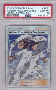 2019 POKEMON SUN & MOON HIDDEN FATES FULL ART/AETHER FOUNDATION EMPLOYEE PSA 10 - Picture 1 of 2