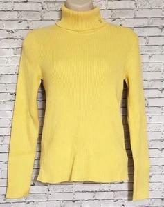 Lauren Ralph Lauren gelb gerippt bestickt Rollkragen Logo Pullover Damen S - Bild 1 von 12