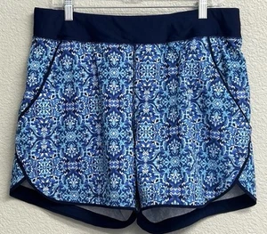 Lands End Women’s Sz 14 Blue Ditsy Floral 5" Built In Panty Swim Board Shorts - Picture 1 of 9