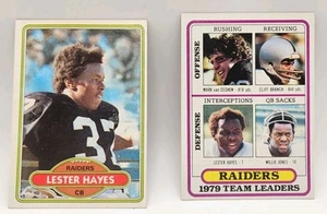 1980 Topps Lester Hayes Rookie RC #195 Raiders + Team Leaders Checklist #468 - Picture 1 of 10