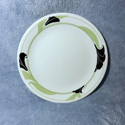 Plato de Cena Corelle Orquídea Negra 10-1/4" Verde Negro Blanco Repuesto Usado en Excelente Condición Foto 1 de 4