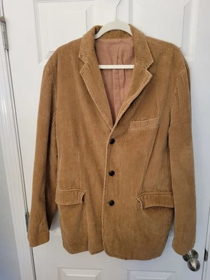 Hombre J. Chaqueta Blazer Crew Pana Marrón con Botones de Cuero Talla L Foto 1 de 4