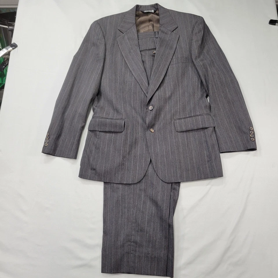 John Alexander Hartmarx 100% Wool Pinstripe Suit 2 Button 42R Made USA Vintage - Image 1 of 4