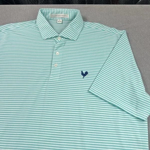 Holderness & Bourne Men’s XL Performance Golf Polo Shirt White Green Striped - Picture 1 of 12