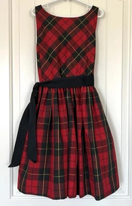 RALPH LAUREN Girls Sz 12 Red Plaid Taffeta Formal Party Christmas Holiday Dress - Picture 1 of 19