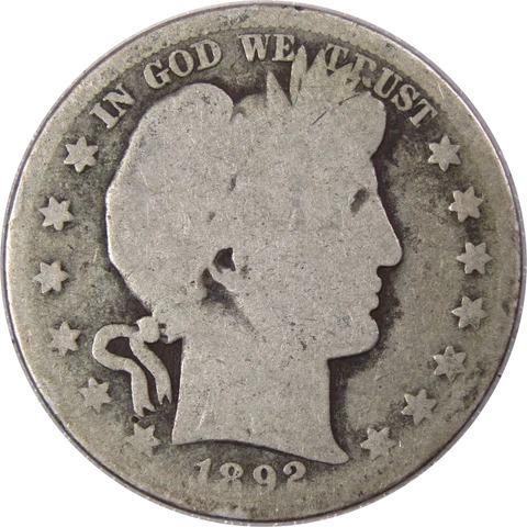 1892 S Barber Half Dollar AG About Good 90% Silver 50c SKU:IPC9464 Cover