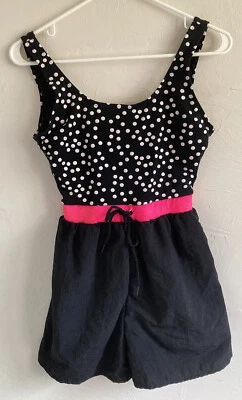 Traje de baño vintage años 80 Gitano de una pieza traje de baño blanco y negro y rosa talla 7/8 Foto 1 de 4