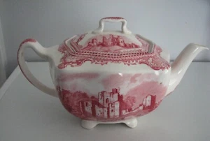 Johnson Bros Old Britain Castles Pink Transferware Teapot Brougham Castle AS IS - Picture 1 of 4