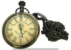 Victorian Pocket Watch I Brass Antique Collectible I 1876 Victoria London - Picture 1 of 4