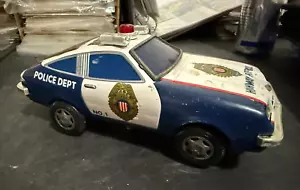 Vintage 1970's Pressed Steel Battery Operated High Way Patrol Police Car - Picture 1 of 2