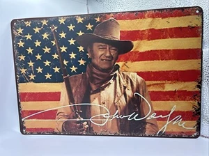 Nuevo letrero retro de hojalata John Wayne bandera de Estados Unidos 8x12 pulgadas envío gratuito PNS-09d5 - Imagen 1 de 6
