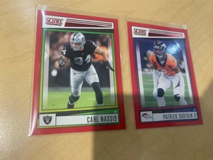 2022 Panini Score Red Carl Nassib LV Raiders + Patrick Surtain II Denver Broncos