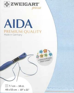 Precut Zweigart Fein-Aida 18 ct. 3793/503 Sky Blue - Picture 1 of 2