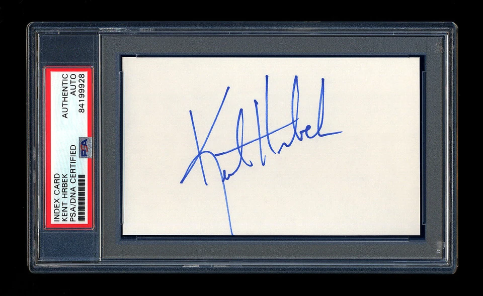 KENT HRBEK SIGNED INDEX CARD PSA/DNA SLABBED AUTOGRAPHED MINNESOTA TWINS WSC - Image 1 of 1