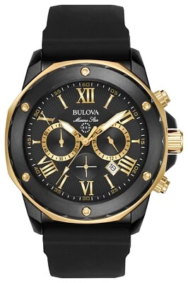 Bulova Men's Marine Star Quartz  Chronograph Calendar Black Watch 44 MM 98B278 - Image 1 of 4