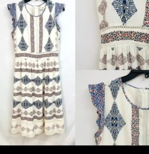 Vestido de Fiesta Loft Manga Acampanada Midi Boho Festival Para Mujer Ojales Floral Talla XL - Imagen 1 de 22