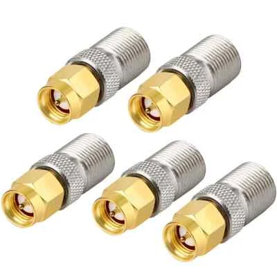 5x SMA Male Plug to F-Type Female Jack RF Coax Adapter Converter Connector - Image 1 of 4