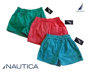 NWT NAUTICA Girls Blue, Pink, Green Eyelet Shorts(Size 4, 5. 6X, 7, 8, 12) NEW - Picture 1 of 13