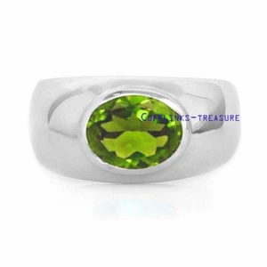 Natural Peridot Gemstone with 925 sterling silver Ring For Men's  #845 - Picture 1 of 3