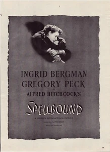 Stampa Pubblicità Spellbound Film 1945 Hitchcock Peck Bergman pagina intera 10,5"x13,5" - Foto 1 di 1