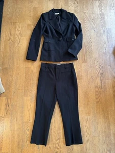 Maeve Anthropologie Black Suit Blazer & Margot Crop Pants sz 6 or 8 - Picture 1 of 5