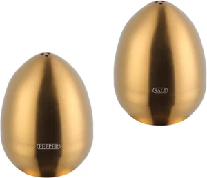 2-Piece Set Gold Salt Pepper Shakers, Cute Egg Shape Stainless Steel Condiment J - Picture 1 of 12