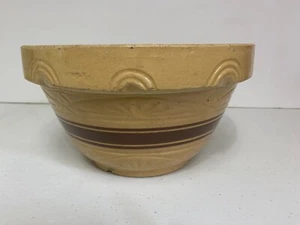 Vintage Pottery Mixing Bowl RRP Co Roseville Tan Brown Stripe 305 - Picture 1 of 6
