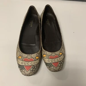 Authentic Gucci Supreme Monogram Flats Size 39 Brown / Multicolor - Picture 1 of 15