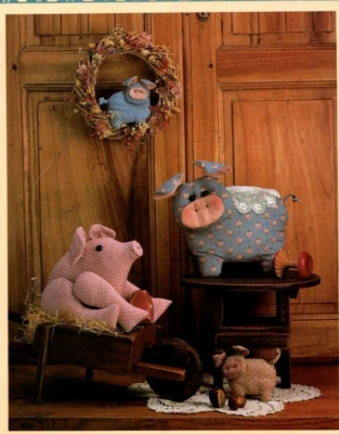 Imma Pig Three Pigs Country Doll Pattern Soft Sculpture Cottage Folk Art Vintage - Image 1 of 2