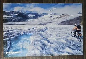 Patagonia Poster Store Dealer Display 2000 Mountain Biking On A Glacier 36x24 - Picture 1 of 9