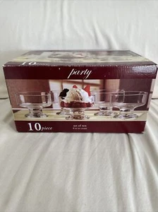 Set of 10 Clear Glass Footed Dessert Ice Cream Pudding Sherbet Cups NEW - Picture 1 of 6
