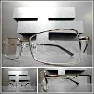 Men's Lightweight Flexible READING Eye Glasses READERS Rectangular Silver Frame - Picture 1 of 10