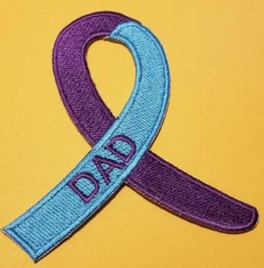 Embroidered Teal & Purple Suicide Ribbon DAD Patch approx. 3.25x3.75 - Picture 1 of 2