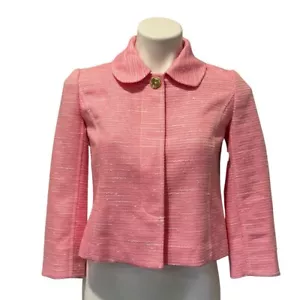 Lilly Pulitzer Blazer 0 Beauford Sakko Rosa Boucle 4 Knöpfe - Bild 1 von 15