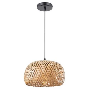 Rustic Pendant Light with Rattan Lampshade Hardwired Ceiling Light Dining Room - Picture 1 of 7