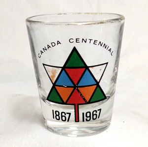 Vintage Canadian Centennial Shot Glass 1867 to 1967 Stylized Maple Leaf Design - Bild 1 von 12