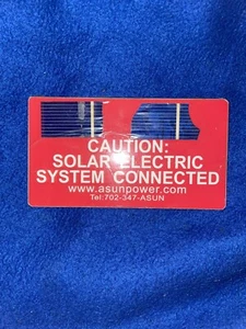 Neu, Achtung: Solar Electric System angeschlossen 5-3/4 "x 3 1/8" Plakatschild - Bild 1 von 3