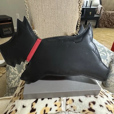 RARO Bolso Bandolera Bolso de Mano Pequeño Cuero Negro Radley London X Scottie Forma Foto 1 de 4