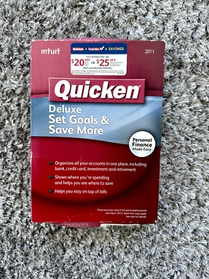 Intuit Quicken Deluxe 2011 Personal Finance NOT FOR WINDOWS 10 OR 11 - Image 1 of 2
