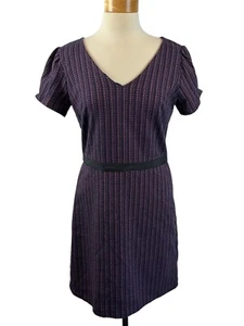 Ann Taylor Loft Women's Blue Red Pink Checkered Sweater Dress Fit Flare Size 8T - Picture 1 of 21