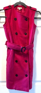 Burberry Girls Wool/Cashmere Belted Fuschia Magenta Pink Vest Coat -Youth Sz 12 - Picture 1 of 10