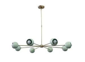 8 Light Shades Pendant Mid Century Modern Italian Brass Sputnik Chandelier - Picture 1 of 10