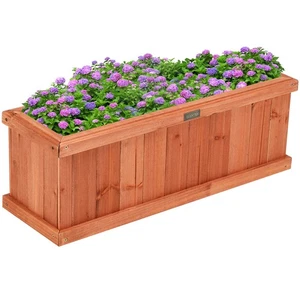 28 Inch Wooden Flower Planter Box Garden Yard Decorative Window Box Rectangular - Picture 1 of 12
