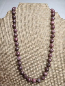 Beautiful Rhodonite Beaded Necklace Knotted In Between - Picture 1 of 5