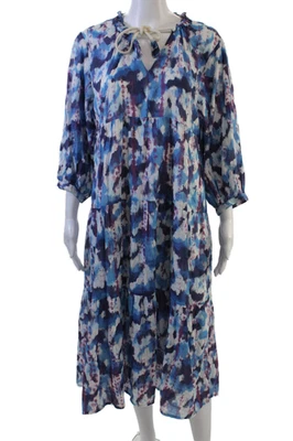 Vestido acampanado multicolor AK Anna Kay para mujer estampado tie dye cuello en V con capas talla 6 Foto 1 de 4