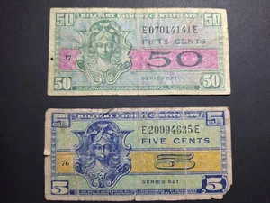 USA MILITARY PAYMENT CERTIFICATE 5 AND 50 CENT SERIES 521 - Picture 1 of 6