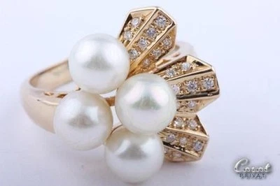 Pearls Diamond Ring 750 Er 18kt Yellow Gold Top - Image 1 of 4