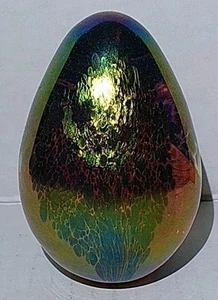 Glasauge Studio dichroitisch irisierend eiförmiger Briefbeschwerer 3,25" markiert GES 93 - Bild 1 von 7