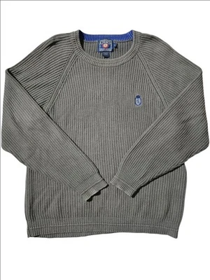 Suéter de cuello redondo tejido acanalado 100 % algodón verde oliva L Chaps Ralph Lauren para hombre Foto 1 de 4