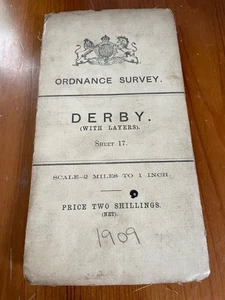 ORDNANCE SURVEY MAP - 2 INCHES TO A MILE - SHEET 17 - DERBY - 1909 - Picture 1 of 1